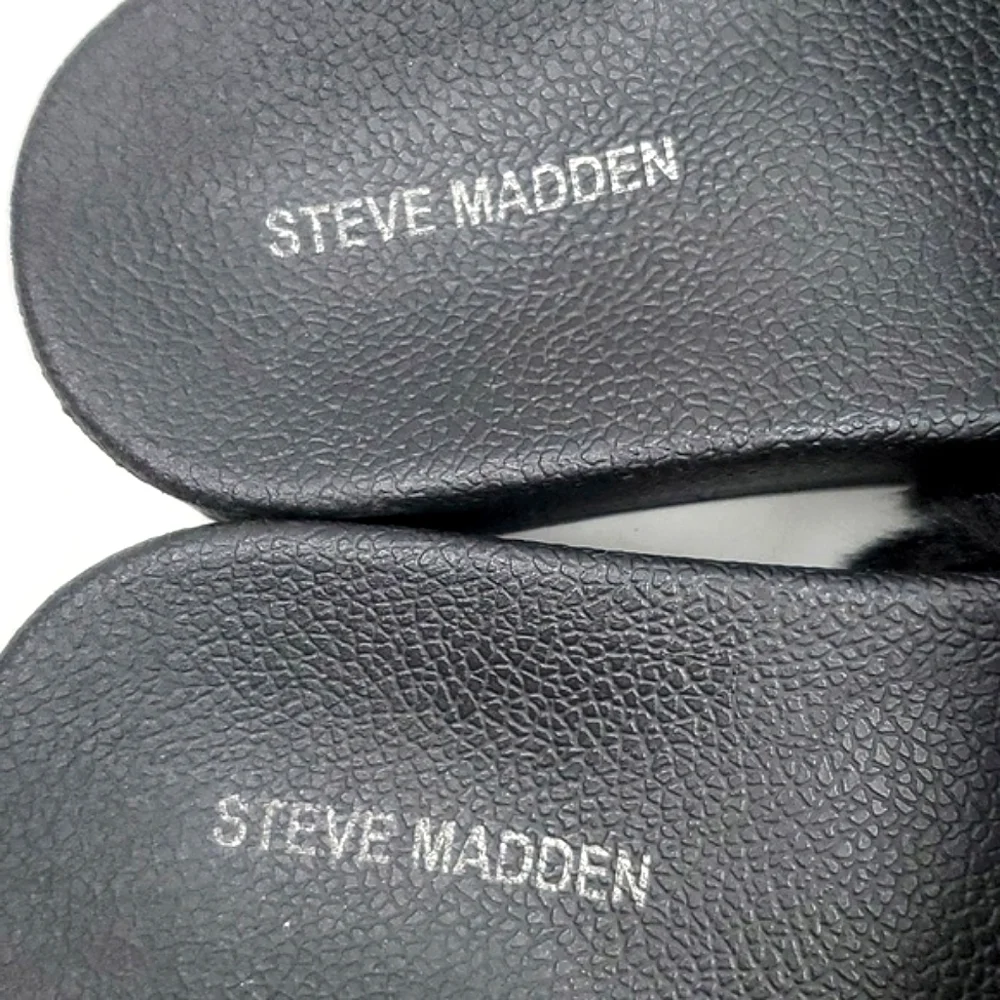 Steve Madden Softey Fuzzy‎ Faux Fur Platform Slides